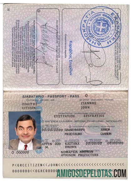 Passaporte da Grécia Versão 3 exemplo